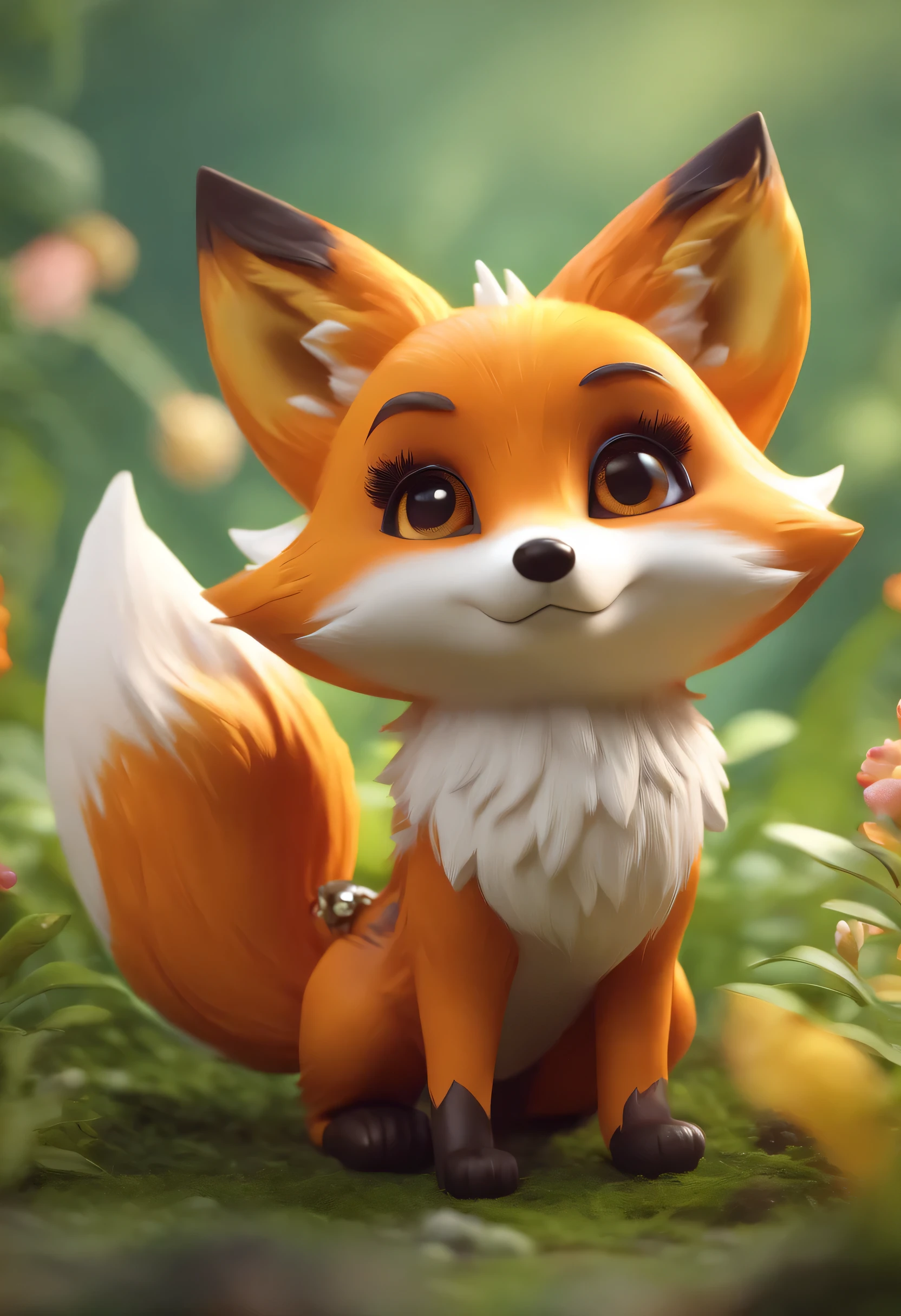 cute fox, Kawaii fox |, chibi fox, surreal, super detailed, beautiful fox, cute fox, Kawaii fox, Fox in Pikachu costume, 3d.