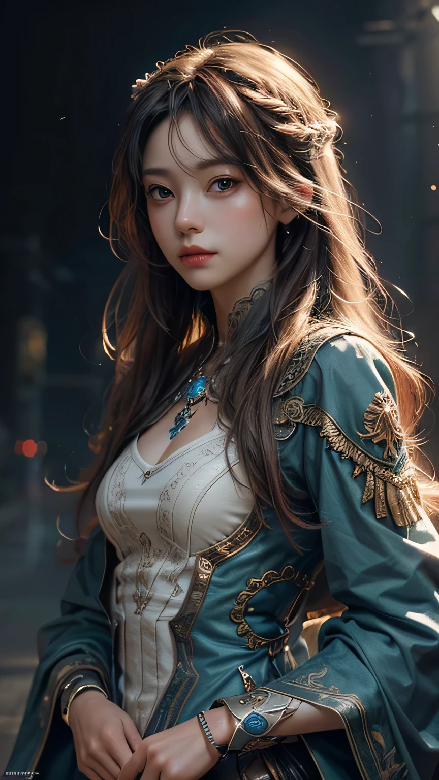 (best quality,masterpiece:1.2),ultra-detailed,realistic:1.37,portrait,girl,red hair,short hair,sexy eyes,black pants,blue and white bomber jacket,upper body,detailed face,beauty,confident expression,attractive,charming,standing posture,studio lighting,vivid colors,subtle bokeh.