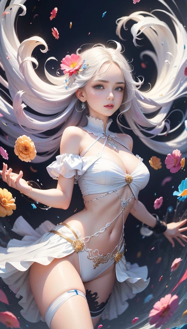 (((White cloud background))), (((high saturation))), ((Surrounded by brilliant colors)))) super detailed, Beautiful and beautiful, masterpiece, best quality, (tangled, mandala, tangled, twist), (Fractal art: 1.3), 1 jellyfish, Very detailed, dynamic angle, cowboy shooting, Chaos in its most beautiful form, elegant, brutalist design, bright colors, romanticism, Michael Mraz, Adrian Gurney, Petra Courtright, Atmospheric, ecstatic notes, Mobile phone notes are visible