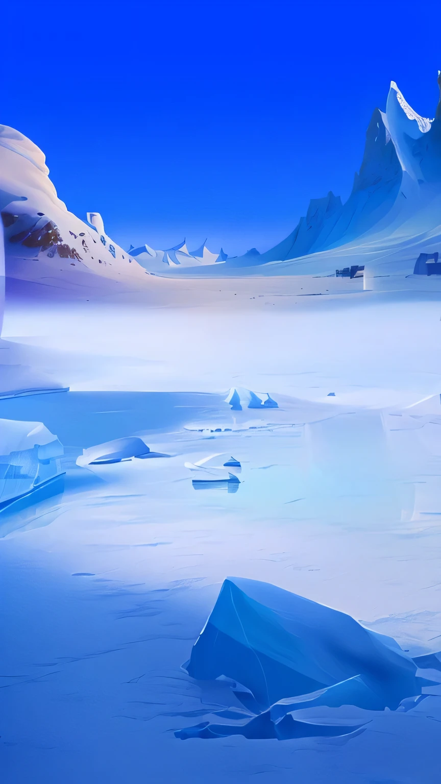 
Antarctic iceberg，simple，The art of math，2D game art style，超high quality，high quality，sharp focus，masterpiece， Natural landscape, quiet valley, dreamy scenery, original photo, top quality