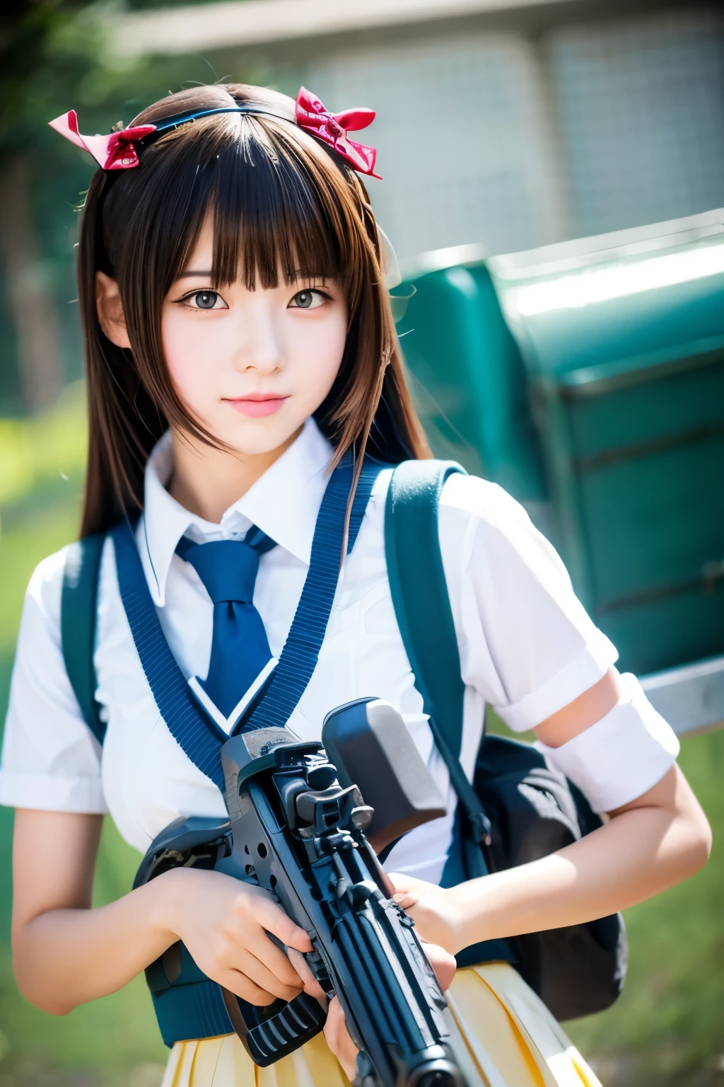 Anime Girl Mini Character Gun Blue Hair