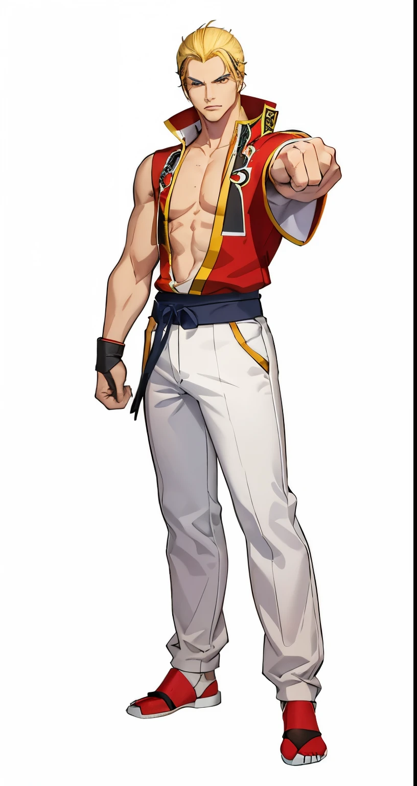 Close-up of a person holding a fist in his hand, 拳皇role in, fighting game characters, as《iron fist》role in, Barrett Freemire, kazuma kaneko, Shinro Mori, kazuya takahashi, official character art, Kazuya Kazuya, german anger