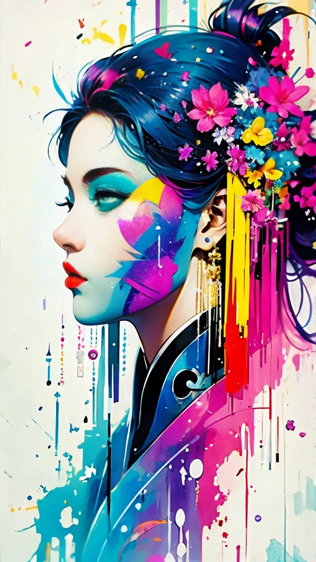 (masterpiece, best quality:1.2), Graffiti漫画，Graffiti, wall, whole picture, High resolution and high contrast,simple,knight，alone，Abstract surreal colors, popular geometric surrealism, rainbow colored dreams