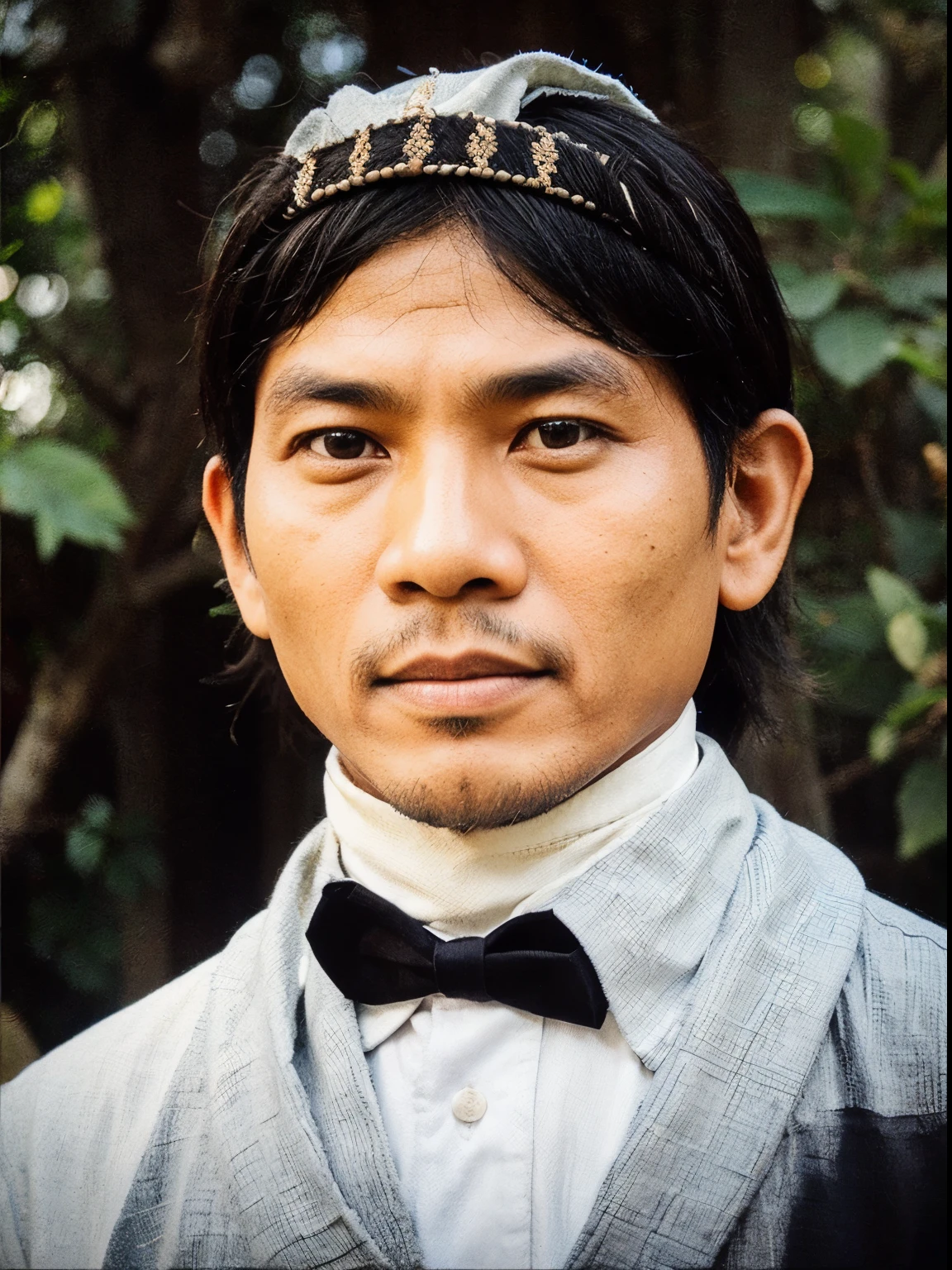 a man from Java, Indonesia wearing a bendo complete with traditional Javanese clothing