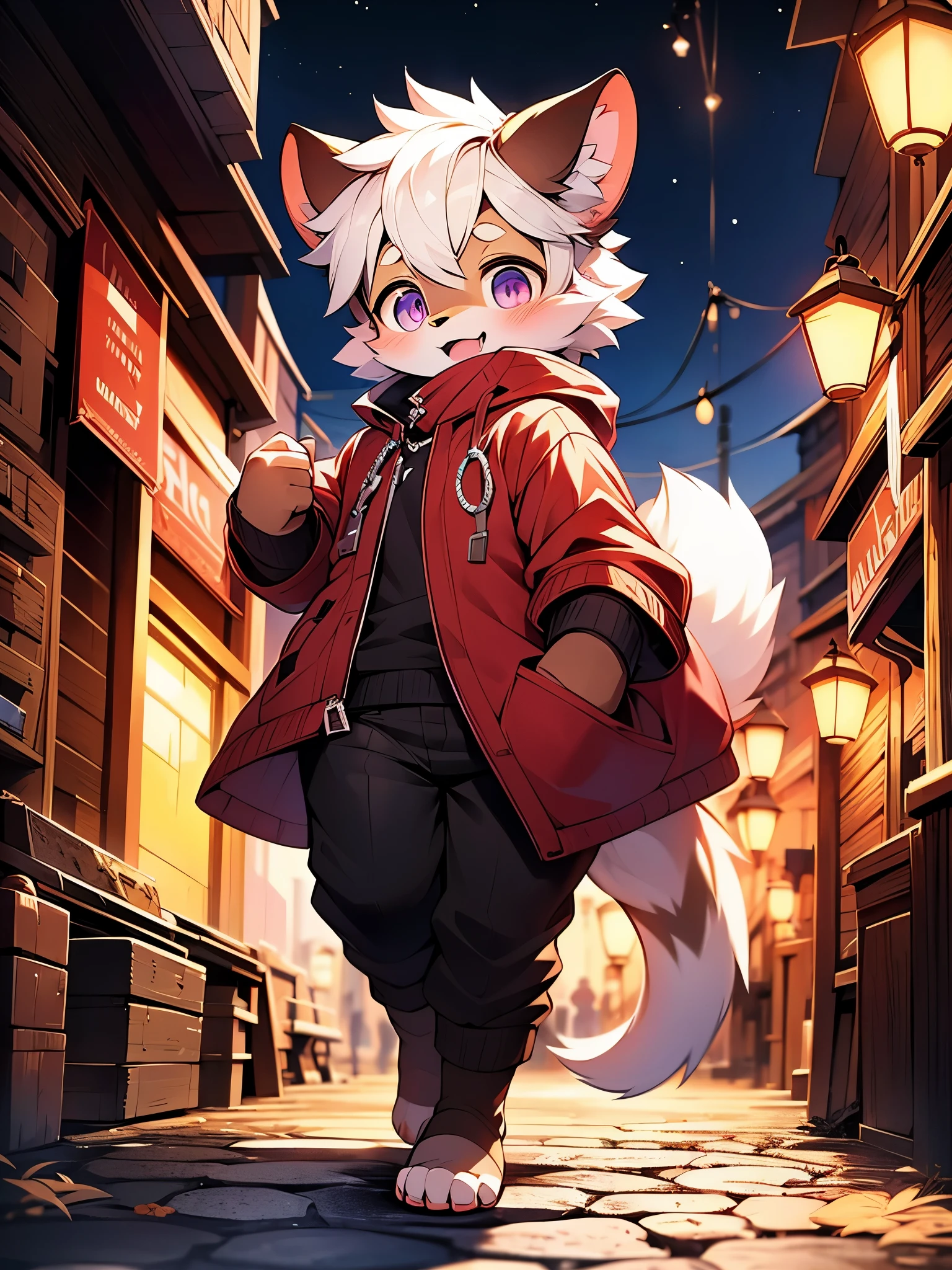 sexy female, silver hair, gray fur, wolf ears, wolf tail, red eyes, black zip up hoodie, pink shirt, gray denim short shorts, black belt , glasses, black toeless thigh high socks