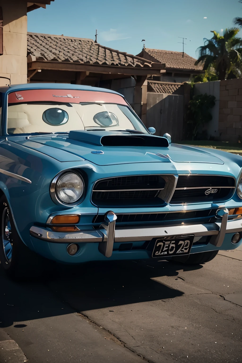  a Pixar car Doc Hudson, Cars movie, car with eyes, animated