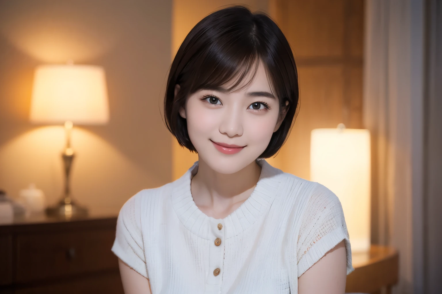Portrait, 8k, high quality, realistic photo image, 44 yrs-. Age, Japanese woman, neat wife, housewife, natural and realistic eyes, Japanese standing, beautiful black hair, short hair, light makeup, accurate rendering, beautiful lighting, golden ratio composition, laughter, 4, Japanese woman, neat wife, housewife, natural and realistic eyes. Hair, light makeup, octane rendering, beautiful lighting, golden ratio composition, laughter, normal clothes, casual clothes, luxury city hotel, hotel entrance, blurred background, high image quality, pure Japanese style, beautiful wife, upper body, light makeup, no makeup. Makeup, neat, plain, red, purple, blue, plain, plain clothes, smiling, black eyes, background blurring.