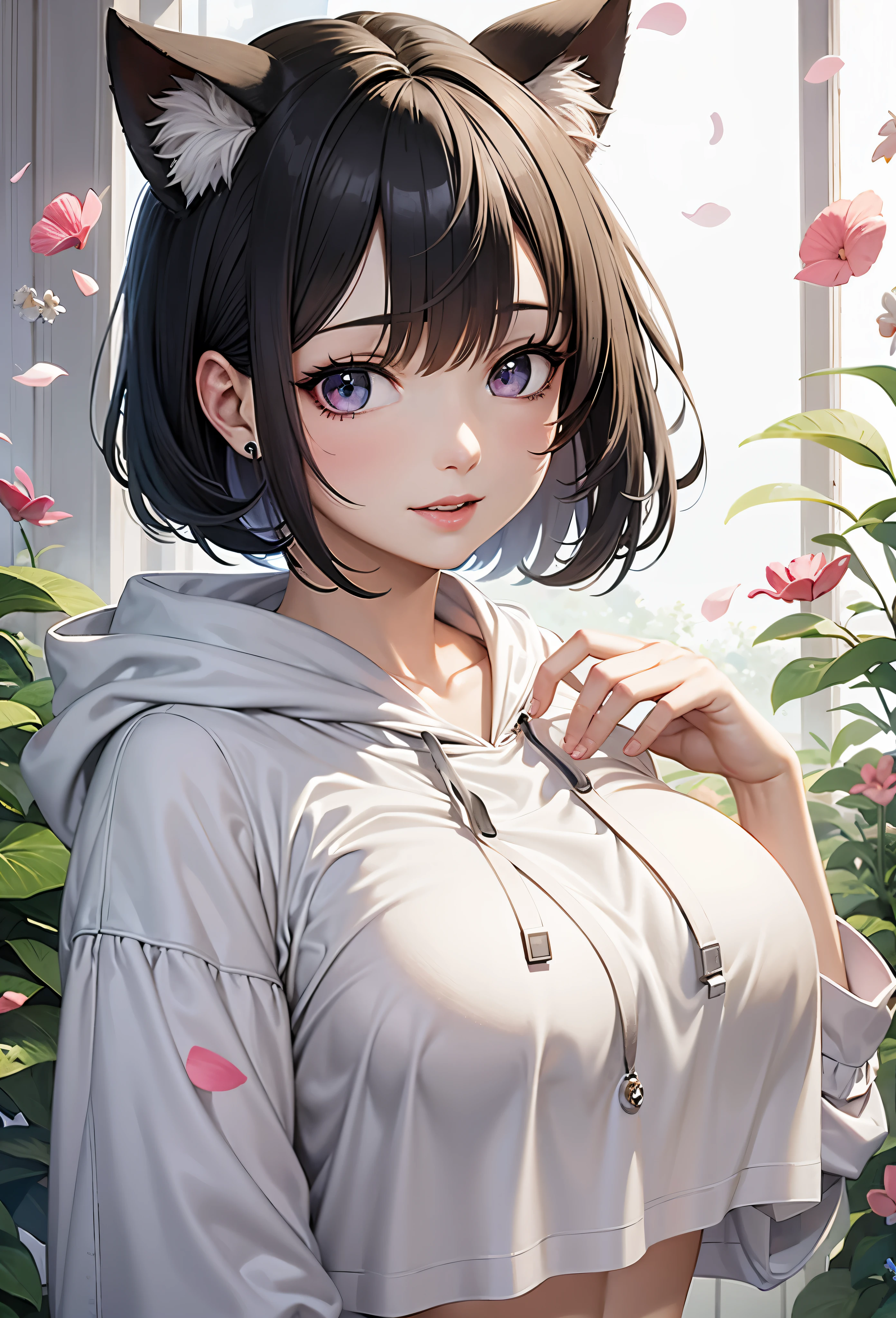 chica anime con orejas de gato y ojos rosas posando frente a una ventana, hermoso retrato animado, chica anime atractiva, hermosa chica anime, anime visual de una linda chica, linda chica anime, arte suave del anime cg, linda chica anime, retrato chica anime, Guweiz y Pixiv Artstation, Guweiz y Artstation Pixiv (hermosa chica) (ojos rosados)