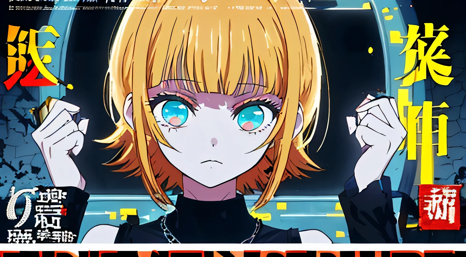(((dramatic))), (((rough))), (((intense)))) The main character appears on the movie poster. She is shy in the center of the poster, wearing idol clothing, And there&#39;s a look of determination on her face.. The background is dark and rough, with a feeling of inebriation. The article is bold and eye-catching, with catchy slogans that add to the overall drama and excitement. The color palette is dominated by dark colors, Dotted with bright colors, giving the poster a dynamic and visual impact, tachi-e (magazine:1.3), (cover-style:1.3), fashionable, lively, clothing, take a pose, front, colorful, dynamic, background, element, With confidence, expressive, holding, statement, attachment, majestic, coiled, around it, touch, scene, article, cover, bold, eye-catching, title, fashion, font, catchy, title, bigger, eye-catching, modern, trend, concentrated, stylish, 1 girl