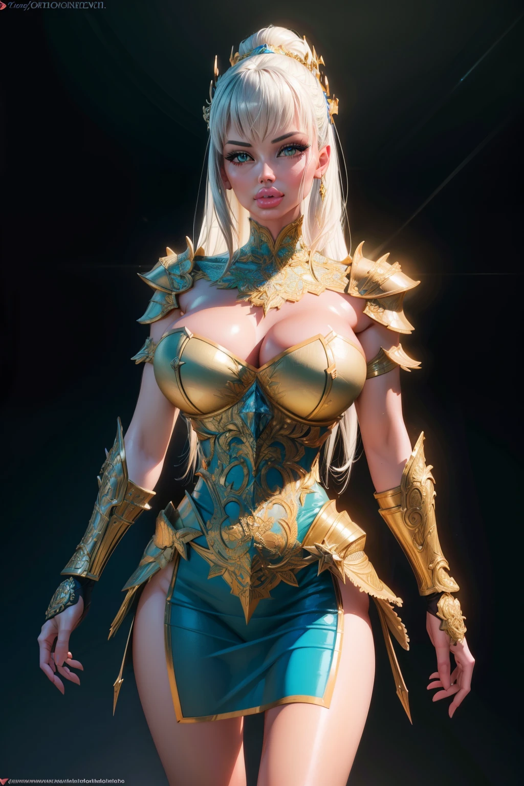 3D render highly detailed, so cute beauty young woman in a refined wonderful orned armor, detailed perfect face, soft lighting "HDR lightning", intricate artwork masterpiece, magazine, vogue painting, intricate body, ultra high quality model, octane render perfect , 8k, sharp focus, midnight aura, cinematic illumination