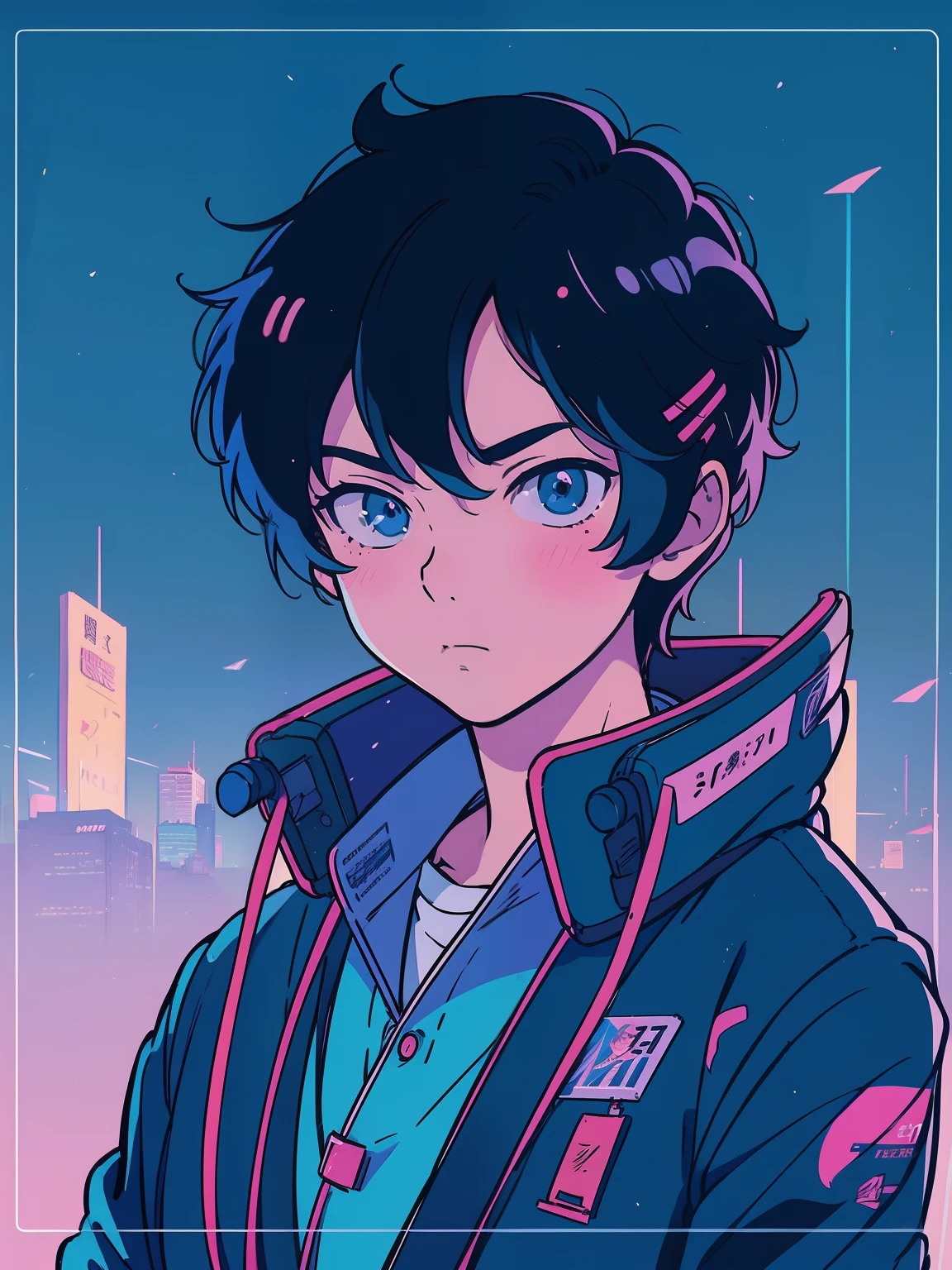 Businessman、Web marketing、 Lofiatostyle, Lofiato, official fan art, portrait of lofi, high quality fan art, Makoto Shinkai ( apex legend ), In 80's anime art style, digital anime illustration, suit figure, Makoto Shinkai art style, Portrait anime man in his 20s、Upper body