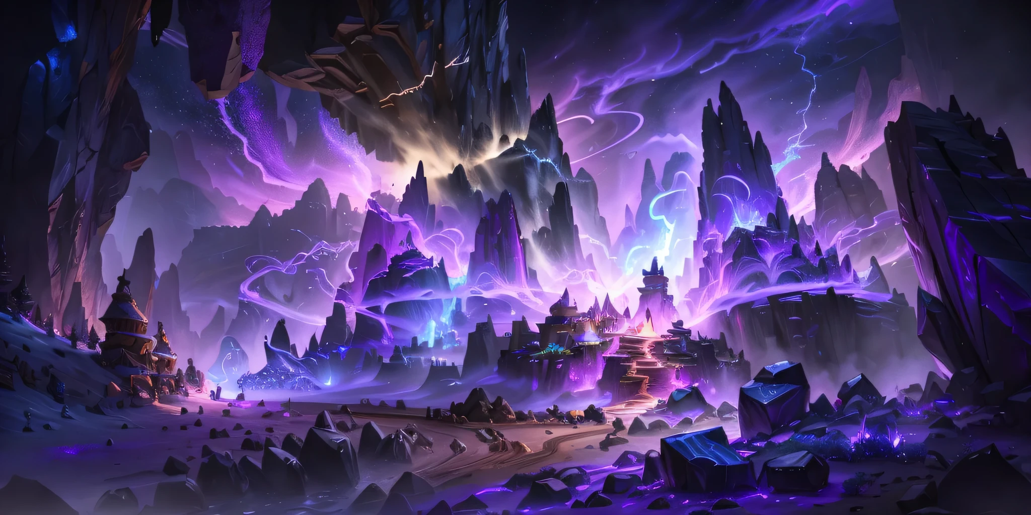 There is a cave figure with purple light there, Fantastic Highlights of Concept Art, Odin&#39;slate arena background, Official splash art, Hearthstone concept art, blizzard Hearthstone concept art, background art, Hearthstone Art, 8k high definition wallpaper jpeg artifact, 8k high definition wallpaper jpeg artifact