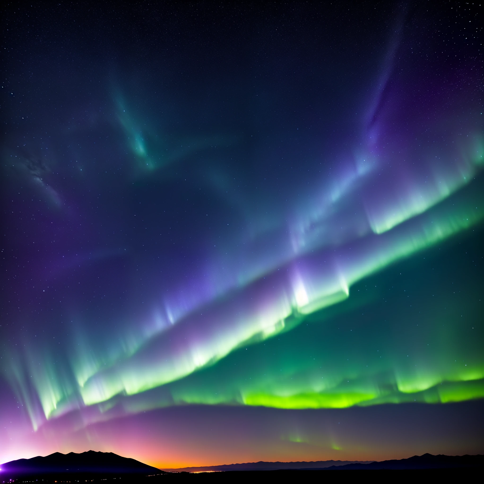 Super realistic、night sky、aurora、particle、star、universe