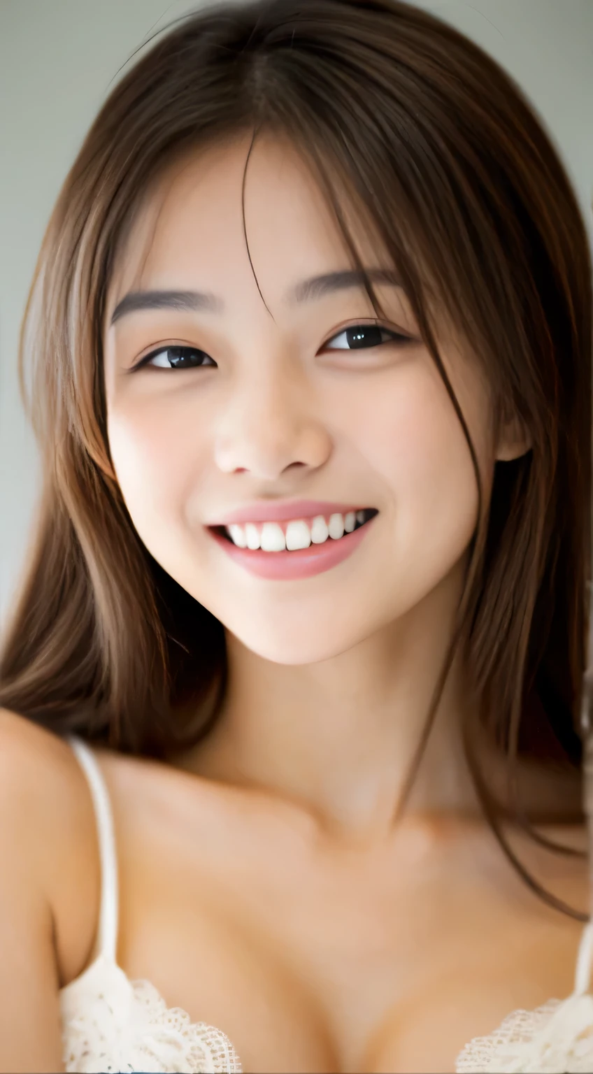 Japanese ),((beautiful girl)),cleavage,An expression that imagines something pleasant:1.2,(perfect body beauty:1.2),((perfect body)),(shy smile),beautiful teeth,