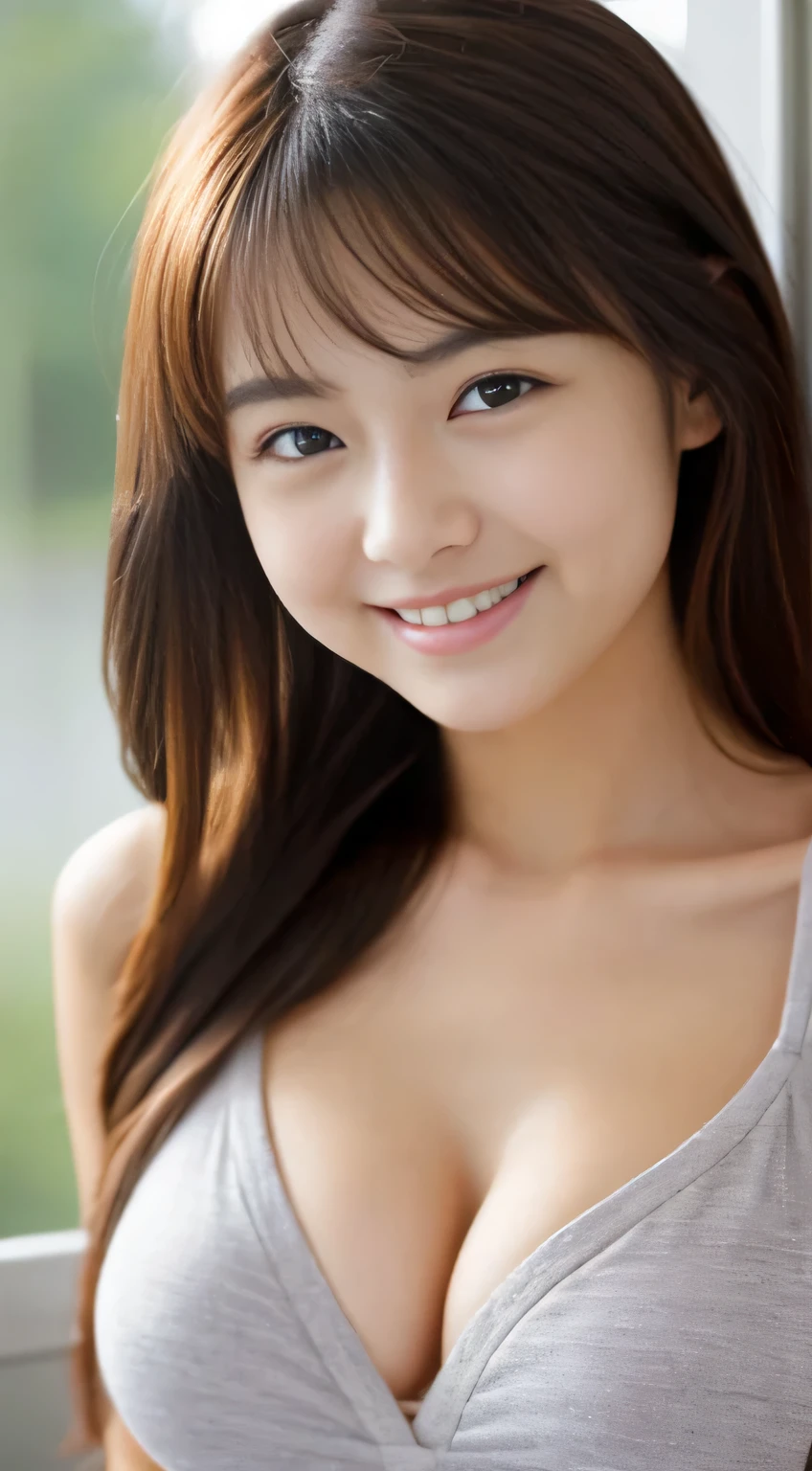 masterpiece,best quality,(Japanese ),((Beautiful girl)),cleavage,indoor,(perfect body beauty:1.2),(shy smile),beautiful teeth,