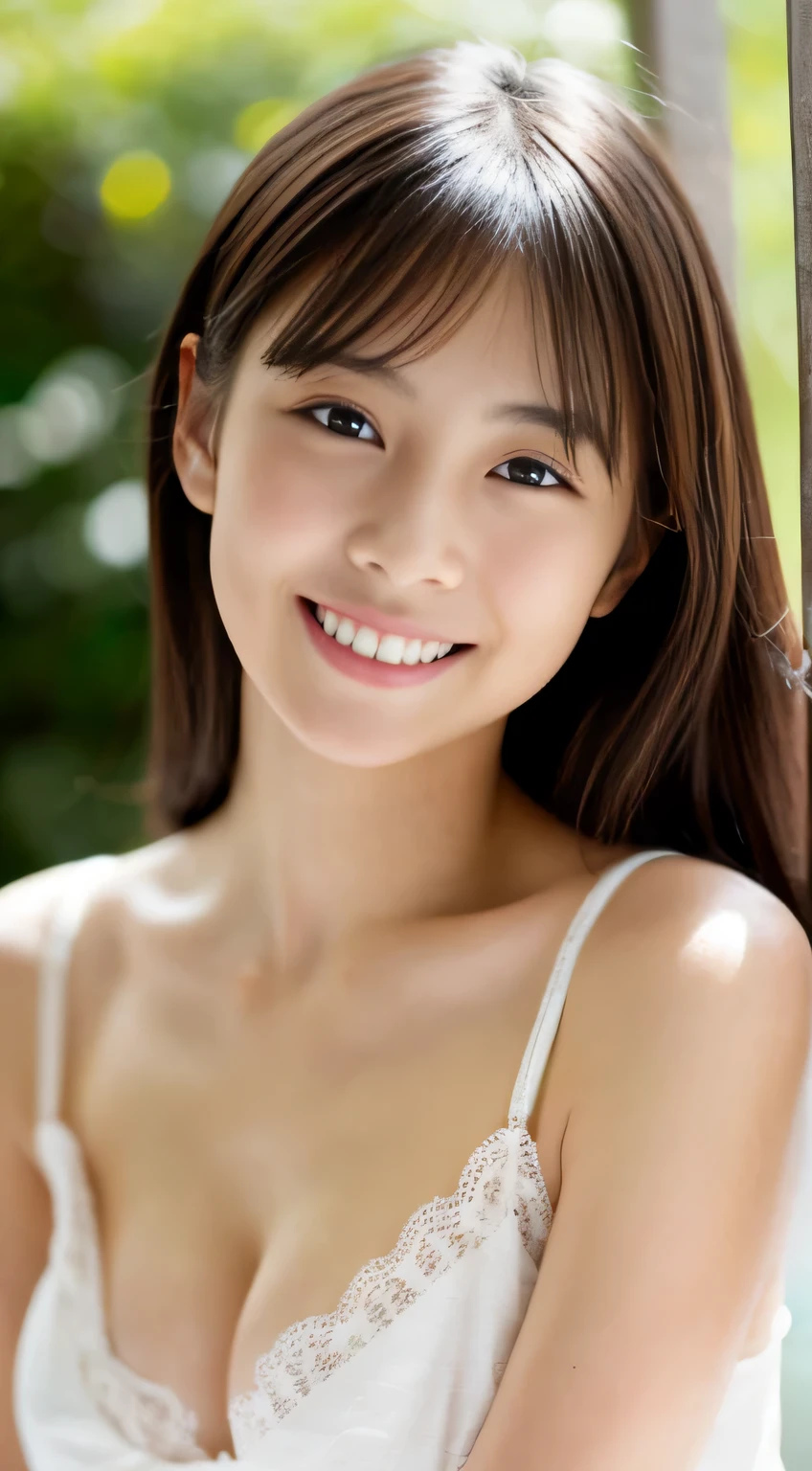 masterpiece,best quality,(Japanese ),((Beautiful girl)),cleavage,indoor,(perfect body beauty:1.2),(shy smile),beautiful teeth,