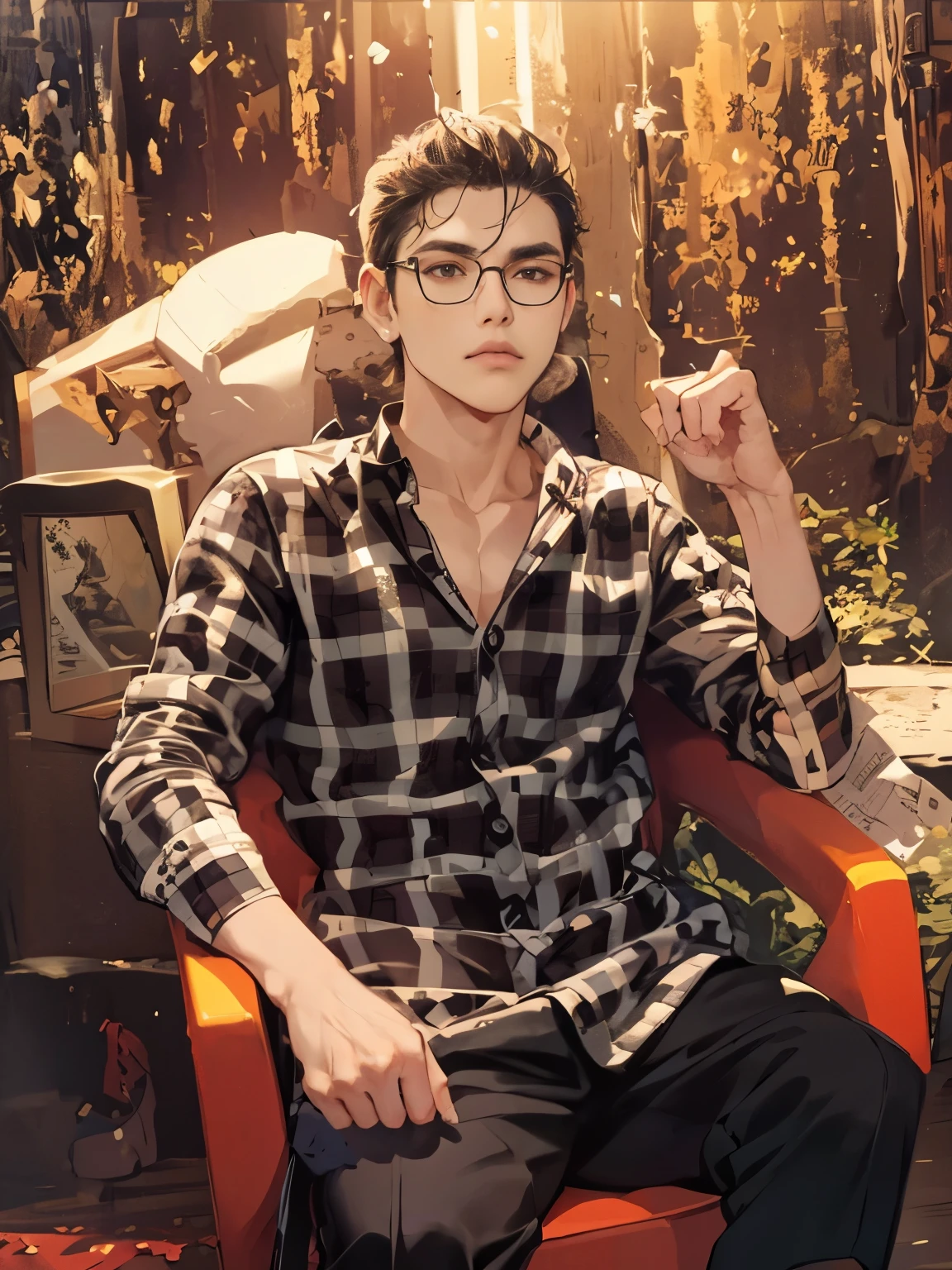 1boy, young male, Perfect male body,Eyes look to camera, (king,Wear a crown,frown, sit on throne, ornate jewels, ),Ray tracing,Portrait, (tmasterpiece, high resolution, ultra - detailed:1.0)