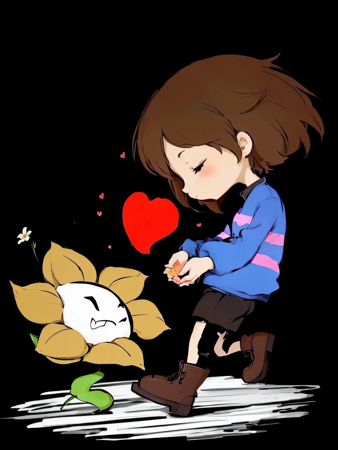 Cartoon girl holding a heart in her hand, undertale, Elegant, Fan painting”, High quality fan art, cytus and deemo styles, artistic, Wow wow wow, for real, 🍁 Lovely, Embrace, Lovely artwork, inspired by Ke Jiusi, a flower, By Prue, sans undertale, Jade Animation, official art