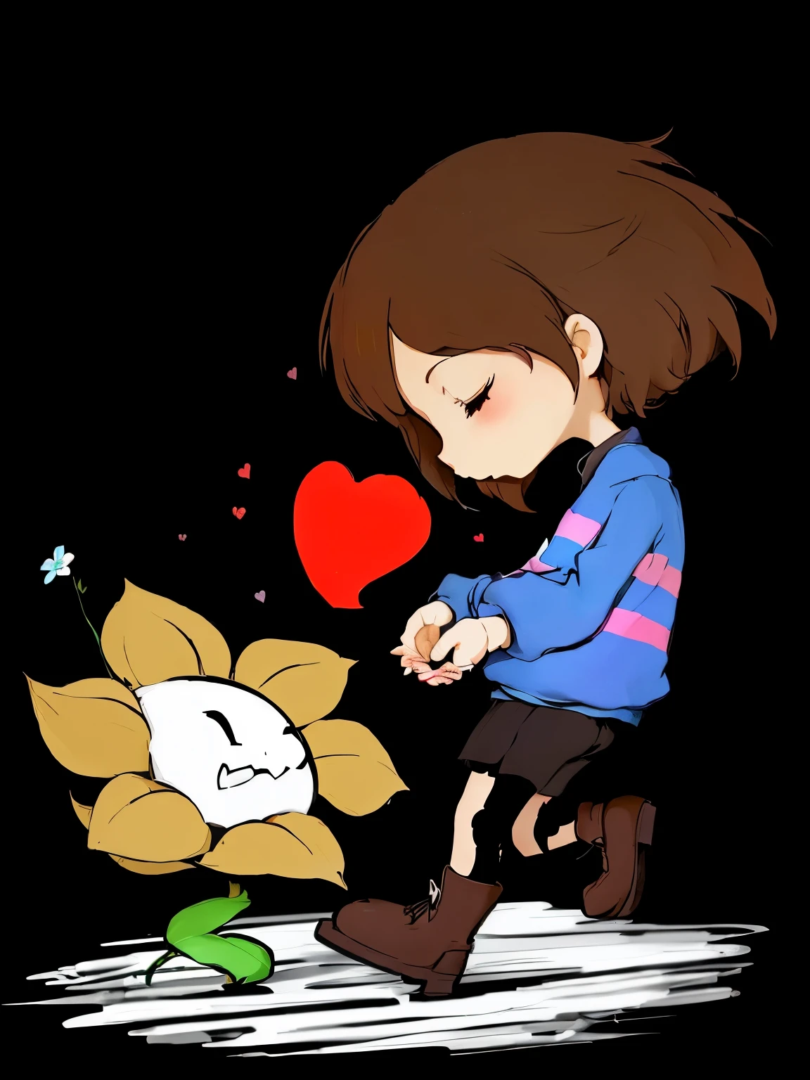 Cartoon girl holding a heart in her hand, undertale, Elegant, Fan painting”, High quality fan art, cytus and deemo styles, artistic, Wow wow wow, for real, 🍁 Lovely, Embrace, Lovely artwork, inspired by Ke Jiusi, a flower, By Prue, sans undertale, Jade Animation, official art