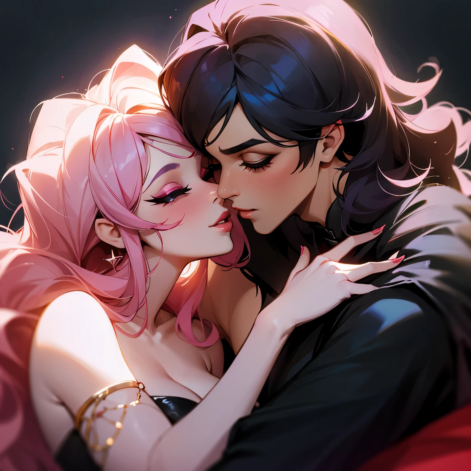 Drag queen and his wife romance kissing each other