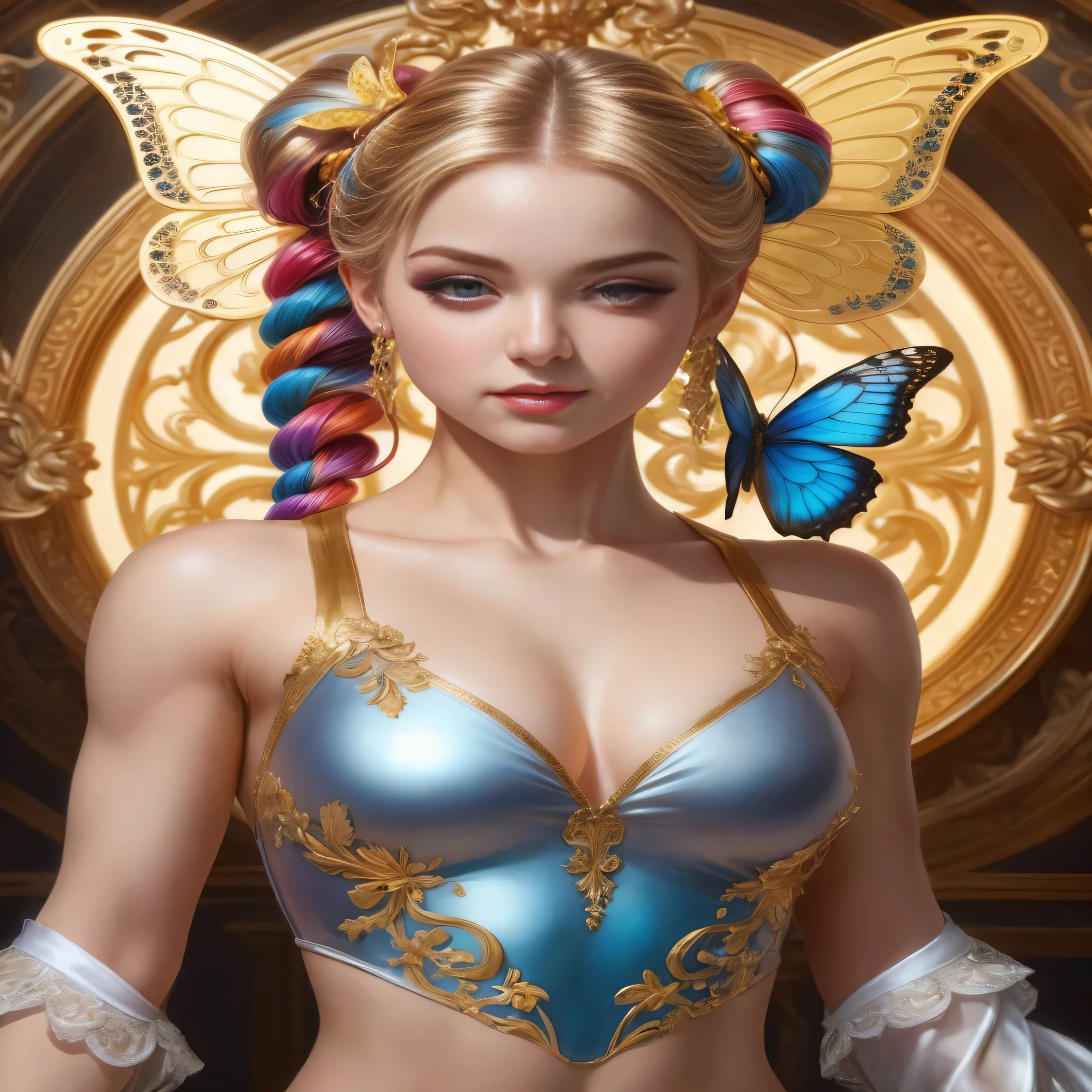 a close up of a woman with a butterfly in her hair, 8k high quality detailed art, a beautiful fantasy empress, karol bak uhd, digital fantasy art ), artgerm julie bell beeple, ig model | artgerm, 4k highly detailed digital art, beautiful fantasy art portrait, style of artgerm, fantasy art style