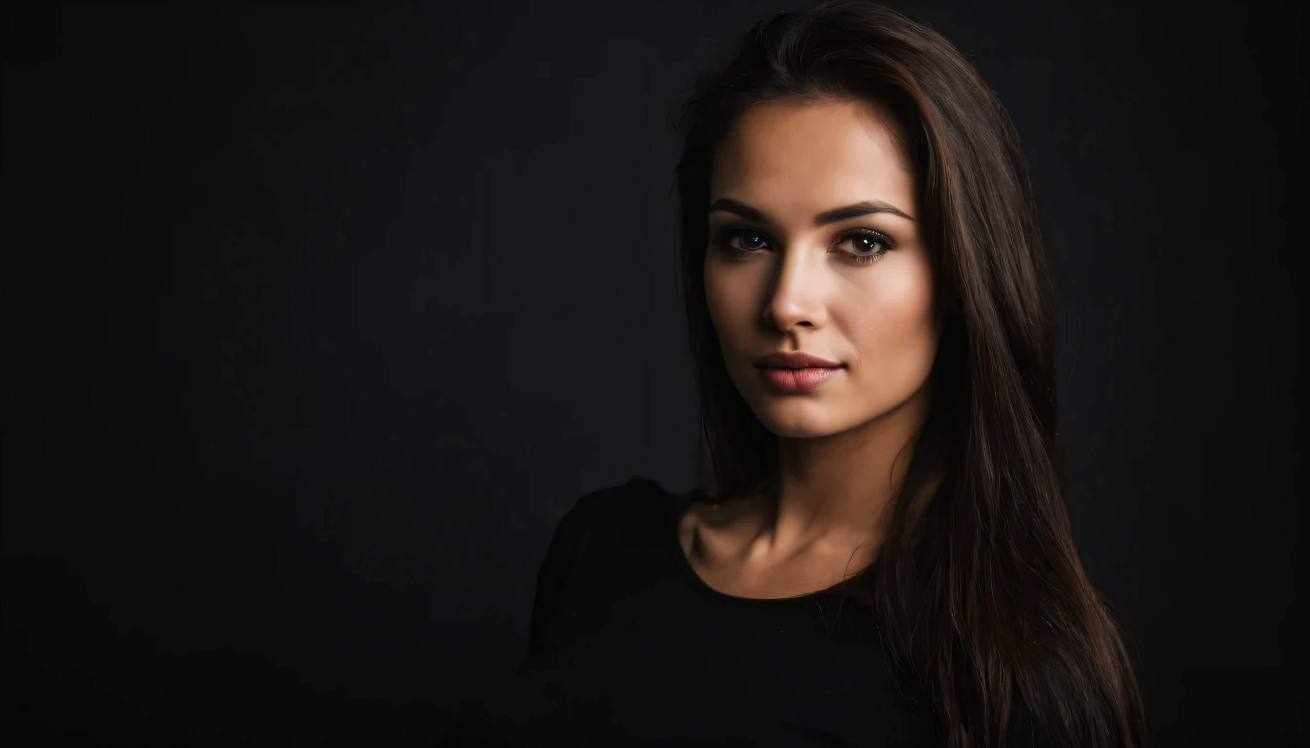 une belle femme , fond sombre

