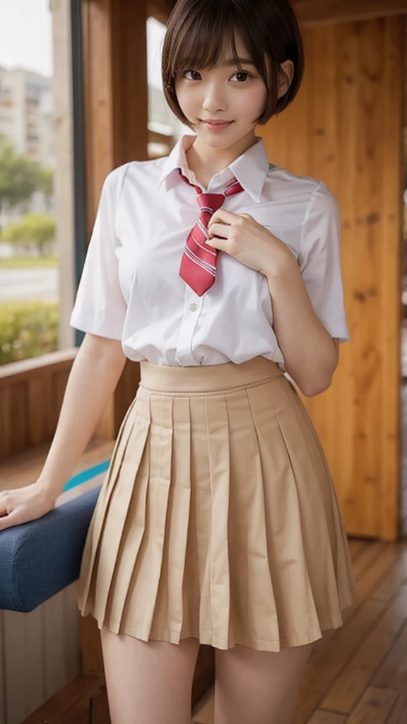 high school uniform, pleated skirt, mini skirt, PIXIE_CUT