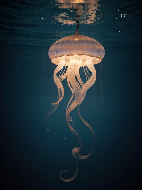 A jellyfish shining from the deep of the sea, very highly texture and extraordinary detail