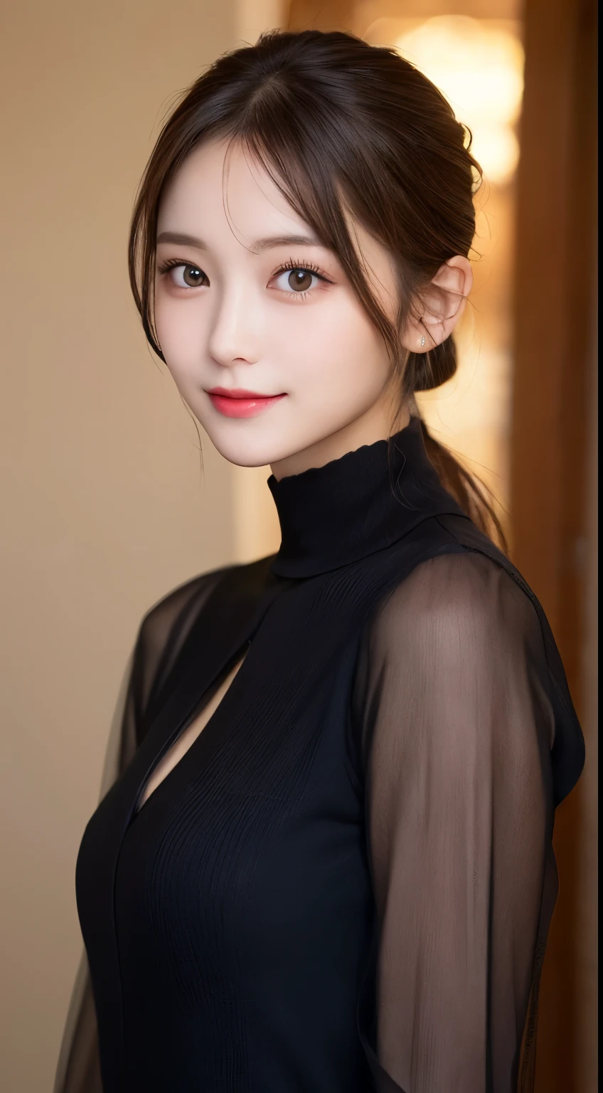 table top, highest quality, shape, Super detailed, finely, High resolution, 8k wallpaper, 完璧なダイナミックな構shape, beautiful and detailed eyes, medium hair, small breasts, natural color lip, random sexy pose,smile,20 year old girl、midnight、beautiful and detailed face、perfect and beautiful face,Big eyes、RAW photo、Expressing feminine poses with your whole body、beautiful and detailed eyes、small face、beautiful duplex、slim face and style,luxury brand mink coat(internal:black winter dress)、beautiful golden ratio face,twin ponytail hair,smile