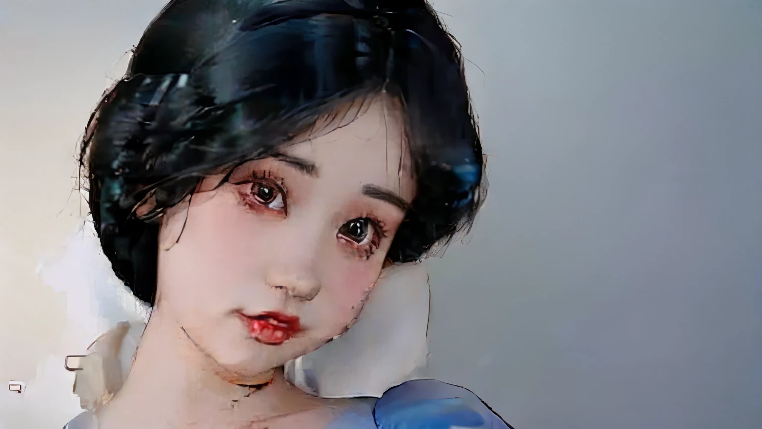 Snow White, white skin, black hair, Beautiful princess, girlish face, Princess wearing a medieval dress, innocent woman, fancy dress
