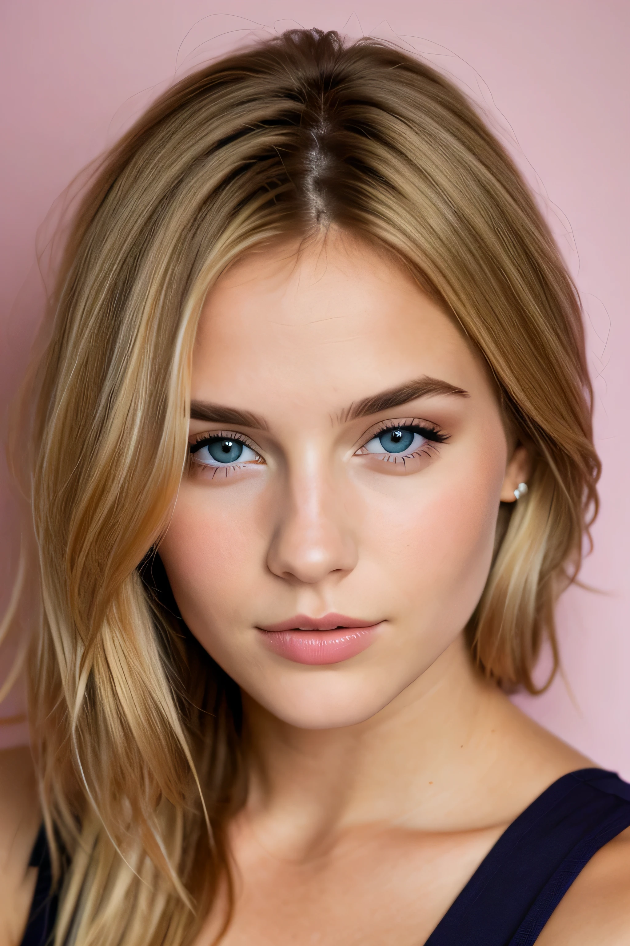 photographie, portrait, faire, Femme blonde, 20 ans, Grands yeux en amande, yeux violet, cheveux long