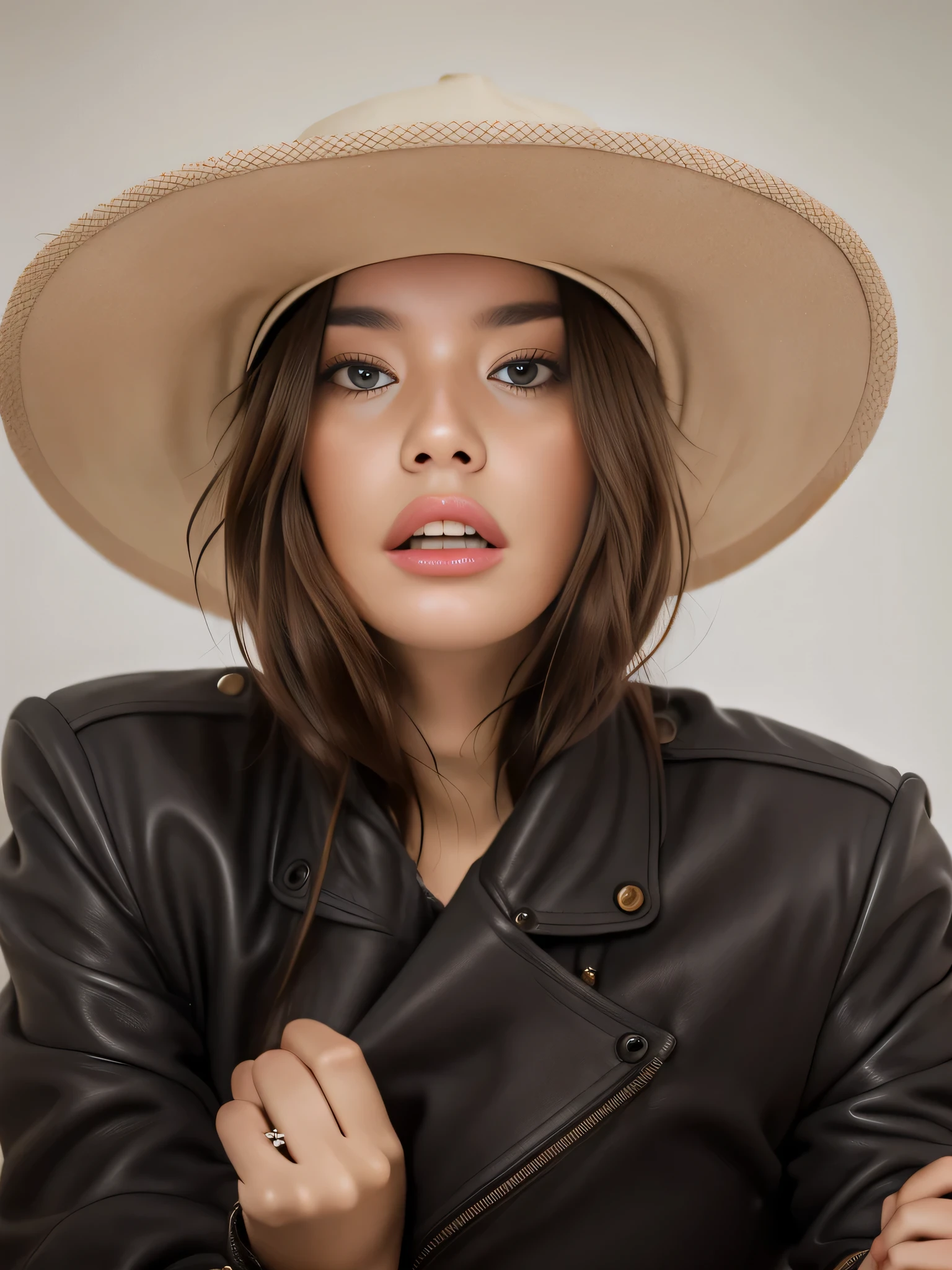 Арафед женщина in Hat и коричневой куртке, portrait of Barbara Palvin, Portrait of Sophie Mudd, brown hat, she wears a hat, Barbara Palvin, Emma Andievskaya, caracter with brown hat, in Hat, woman in Hat, editorial model, John shouted, julia sarda