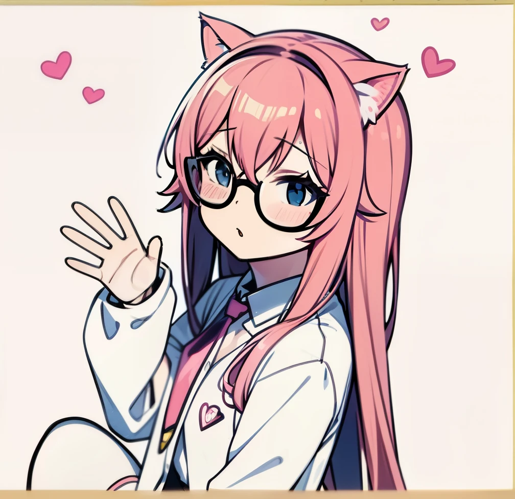anime girl with pink hair and glasses and a cat ears, cute anime catgirl, anime catgirl, cute!! chibi!!! catgirl, anime moe artstyle, anime girl with cat ears, nekomimi, nyaruko-san, anime cat, beautiful anime catgirl, catgirl, neferpitou, very beautiful anime cat girl, cute anime face,simple background, I am talking,simple background, I am talking