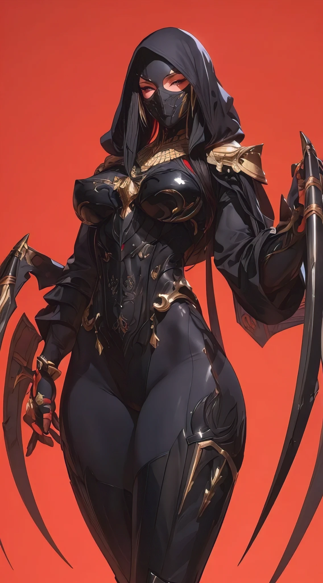 (masterpiece, best quality, photorealistic, ultra-detailed), character design, unique design and approach, spider clan, 6 arms, and 2 legs, beautiful fighter, perfect body, wide hips, combat armor, egyptian motif, dynamic action pose, clean lines, perfect illustration, anime realism, photorealistic