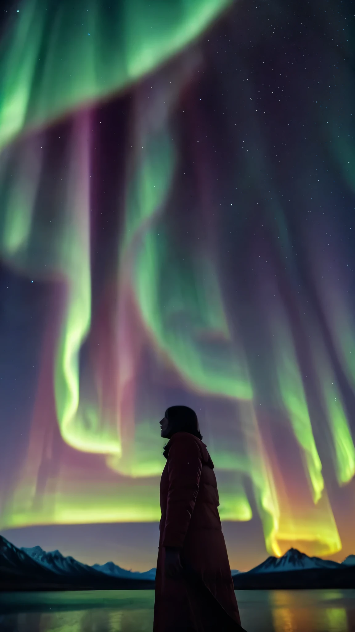 beautiful aurora in alaska,there&#39;s no human