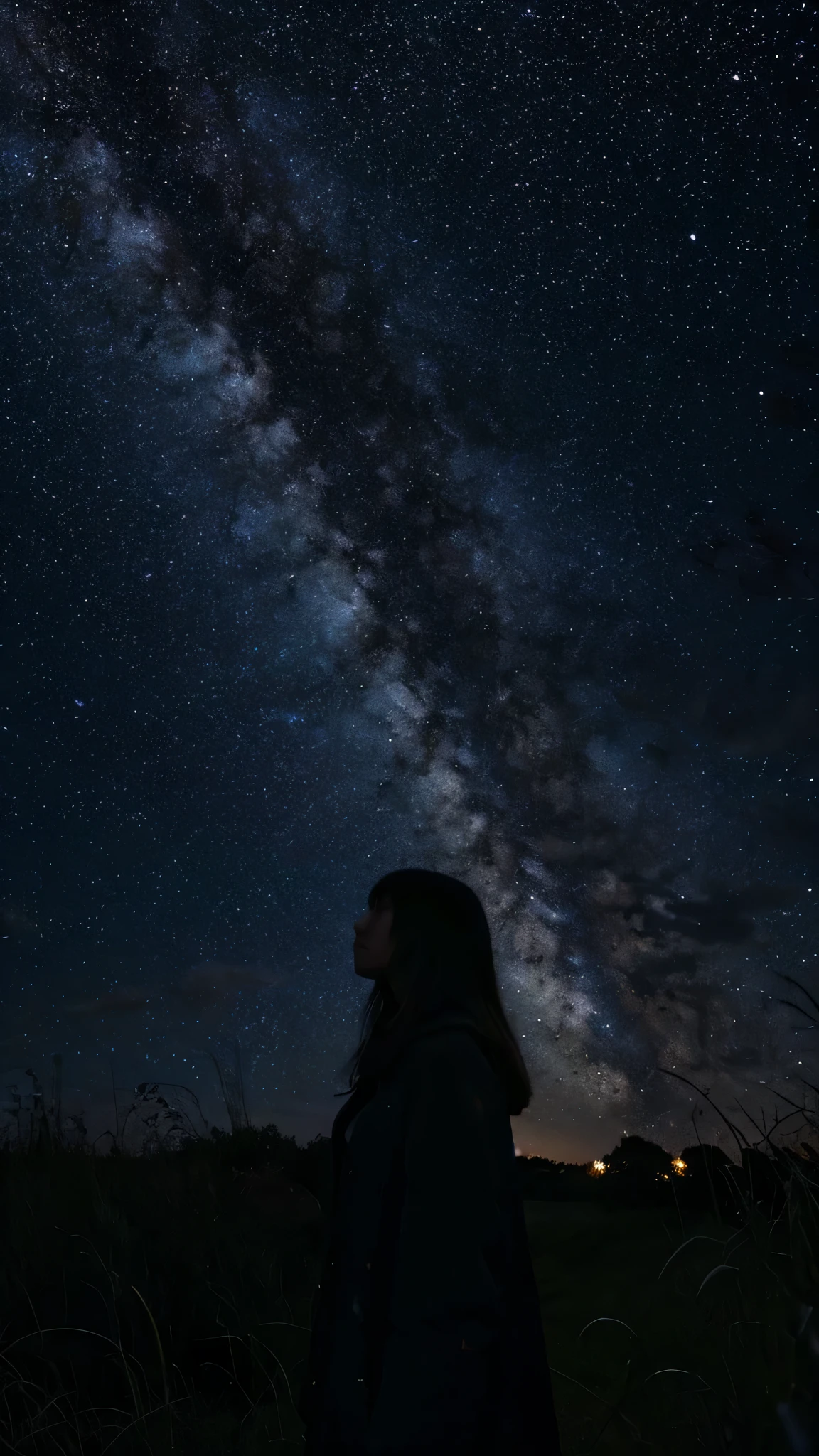 there's no human,Beautiful dark starry sky at midnight