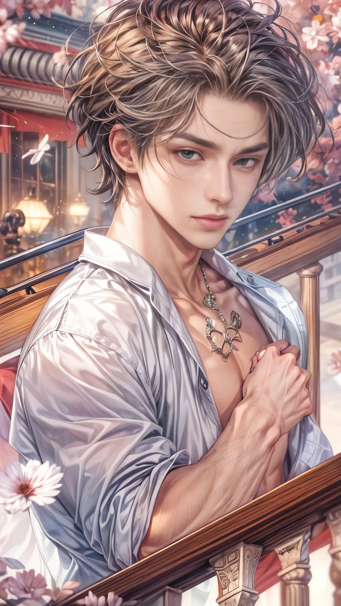 ((muste piece)), high resolution, Raw photo, everything is explained perfectly, perfect limbs, perfect face and eyes, perfect limbs, ((Detailed and accurately drawn hands and fingers)), double beautiful eyes, Depth of the bounds written, cinematic lighting, ((a beautiful man)), (With bangs), (short hair), Looking at Viewer, realistic background, ((very beautiful face)), Delicate hair depiction, ((Handsome guy)), detailed, (whole body focus), Nobody is here, tall, Looking at the aquarium at the aquarium