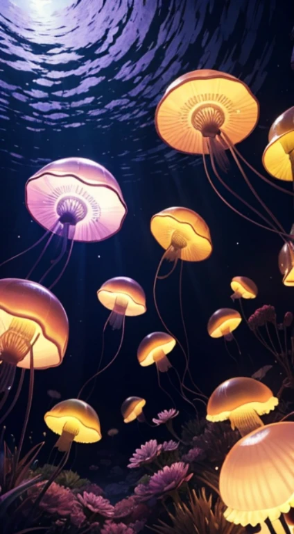 100 luminous jellyfishes