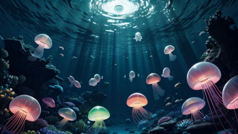 100 luminous jellyfishes