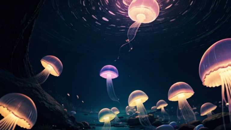100 luminous jellyfishes