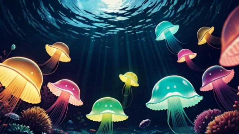 100 luminous jellyfishes