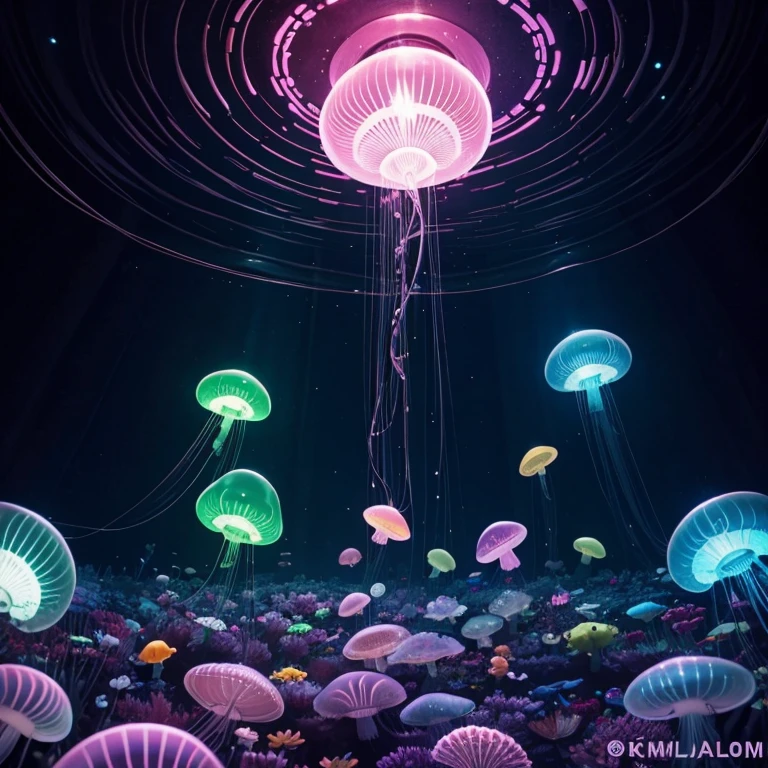 100 luminous jellyfishes