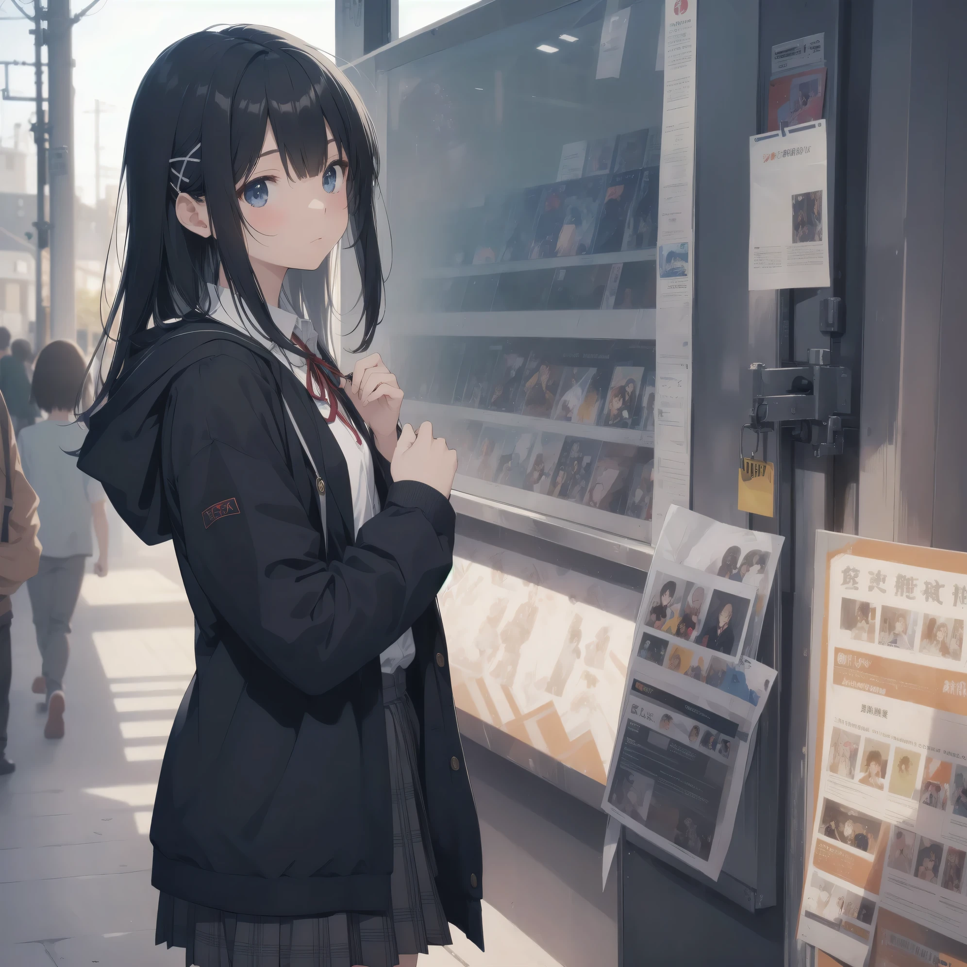 Ultra-highest quality by the art god, super detailed, High resolution, anime moe art style, Best Anime 8K Kona-chan Wallpaper, pixiv contest winner, perfect anatomy, break,(眠そうにalone学校へ行く女の子を描いてください. )break,1 girl, (alone,little woman, baby face, 13 years old:1.3),All limbs, full finger,, The charm of an immature body, (very short hair), bangs, flat chest, Small Bodysuits, small ass, between legs, small black eyes, detailed and beautiful eyes, Well-proportioned iris and pupils, expressive eyes, sleepy eyes, High resolutionの詳細な髪, ribbon, neck ribbon, skirt, collared shirt,  pleated skirt, school uniform, school bag,(detailed lighting), (detailed background), On the way to school. break,super dense skin, Best lighting by famous artists, 8k, cute illustration,Hmm, rough skin,Absurd Hi-Res 