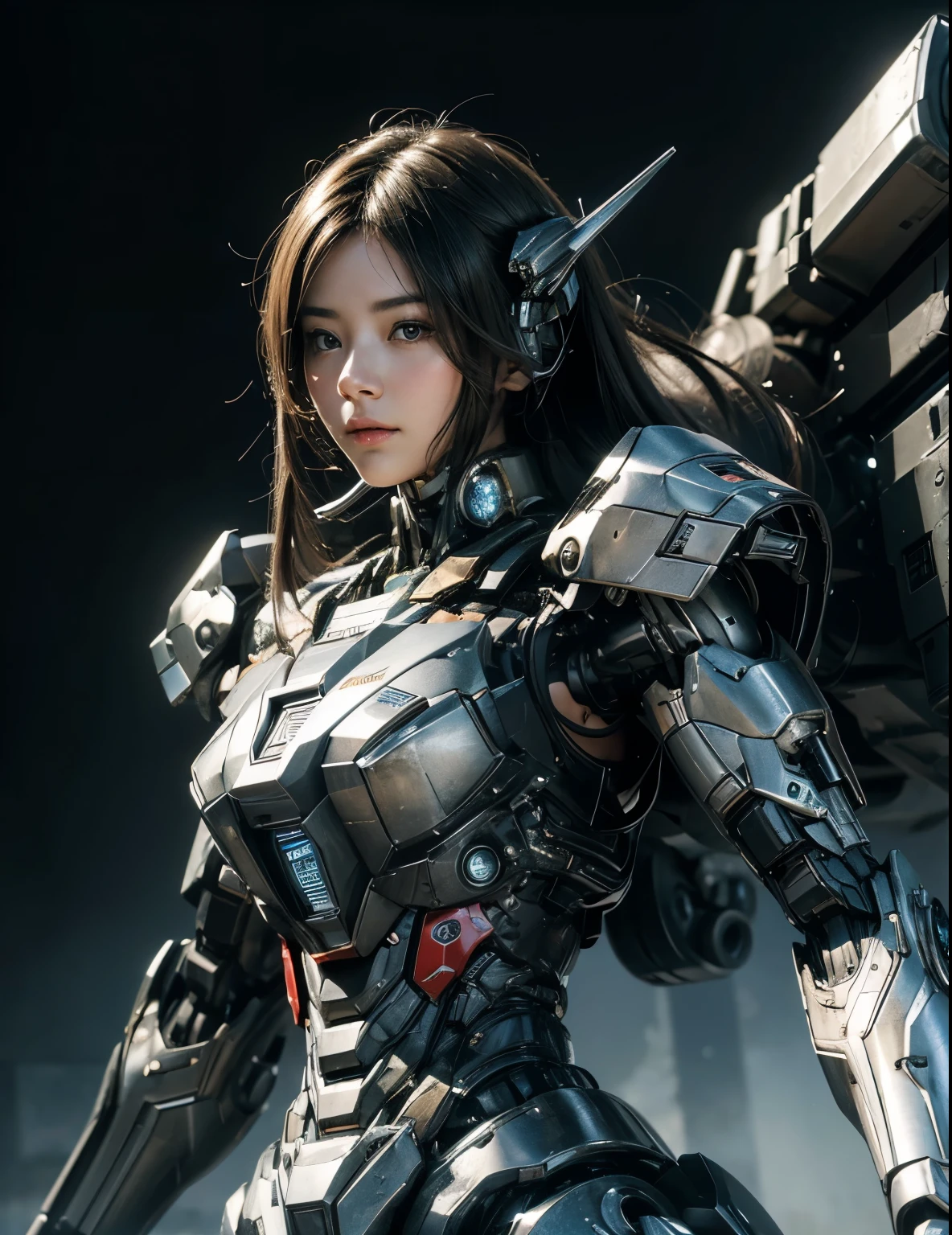 Super detailed, advanced details, high quality, 最high quality, High resolution, 1080p, hard disk, beautiful,(war machine),beautifulサイボーグ女性,Mecha cyborg girl,battle mode,Mecha body girl,She is wearing a futuristic war machine weapon mecha