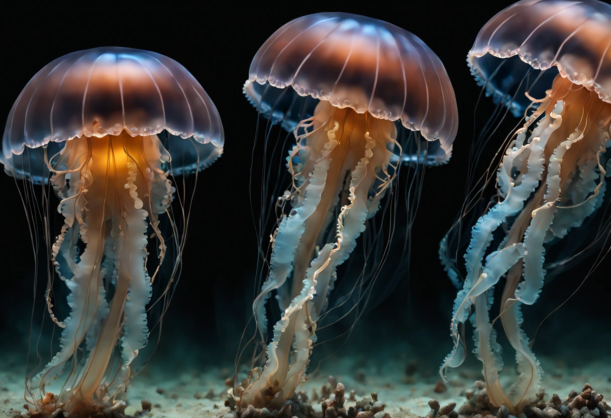 RAW photo, best, masterpiece, best quality, high quality, extremely detailed (a translucent jellyfish: 1.3), best quality, spectacular lighting, sharp focus, photorealistic, ultrarealistic, 8k, sea corals, professional color