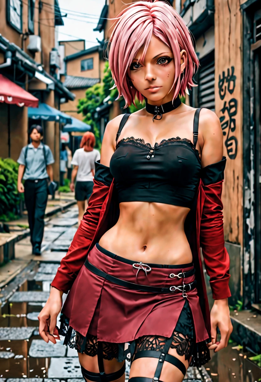 Beautiful style demon-girl at a demon graffiti urban)), ((black lace pattern cropped top)), (wrinkle skirt), Garter belt and black lace stockings, (red to black gradation hair color), high quality, highly detailed, Full body, Head to toe, clean detailed faces, (((perfect anatomical hands and fingers))), eight-headed body proportions, intricate clothing, high heel shoes, bind hair, cute face, slim waist, nice hips, (long and slender legs)(style anime school xdx)sakura haruno, Shippuden, ((Solo)), Solo, ((forehead the show)), elegante,con una blusa roja de tirantes y una mini falda rosa claro,con tanga salida a las orillas, sakura haruno in Naruto Shippuden, cabello rosado, Delicado, joven, corto, detallado, High Definition, ((cuerpo completo)), cuerpo completo, ((grave)), en un ny , usa, she is a hermoso woman, hermoso, hermoso and nice woman, hermoso, hermoso, alta calidad, ojos afilados, High Definition, afilado, afilado strokes, cinta roja en el pelo,tendencia en artstation, por Rhods, Andreas Rocha, rossdraws, makoto shinkai, laurie greasley, Lois van Baarle, Ilya Kuvshinov y Greg Rutkowski . 4k,HD real
SeaArt