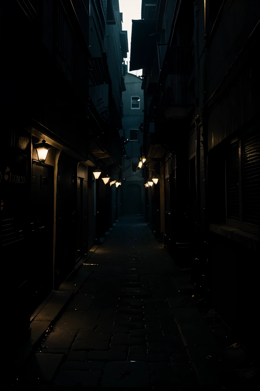 A DARK ALLY BACKGROUND WITH LIGHTS