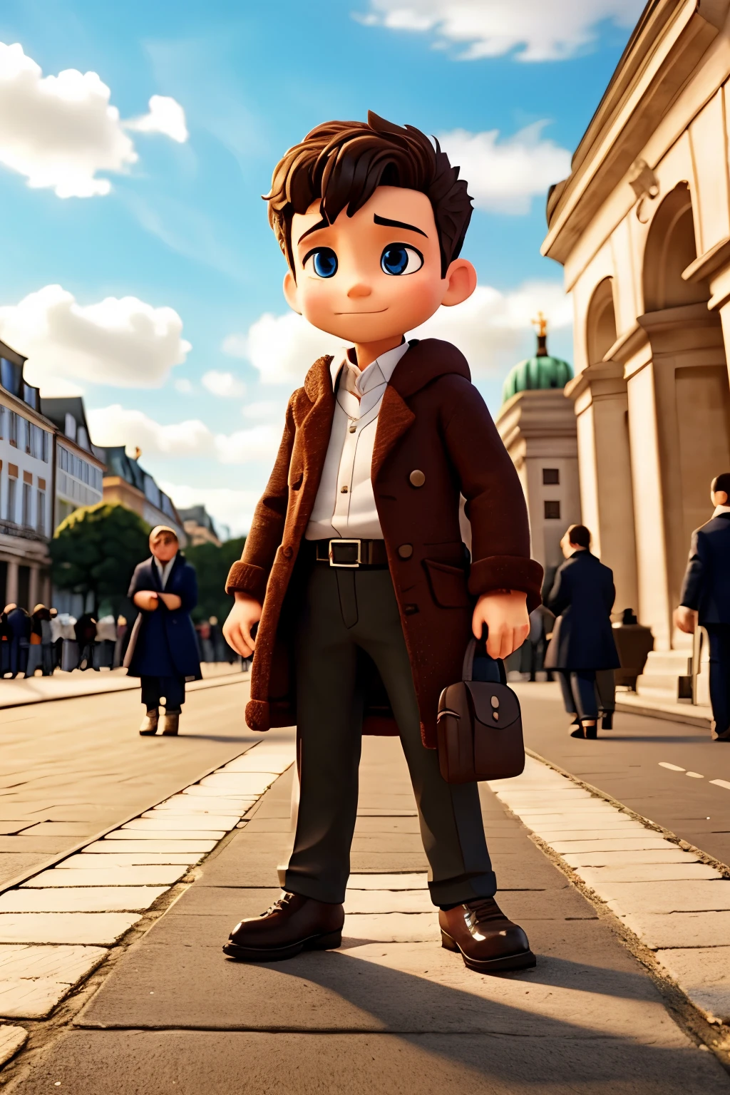 The boy is Germany, near the brandenburg gate