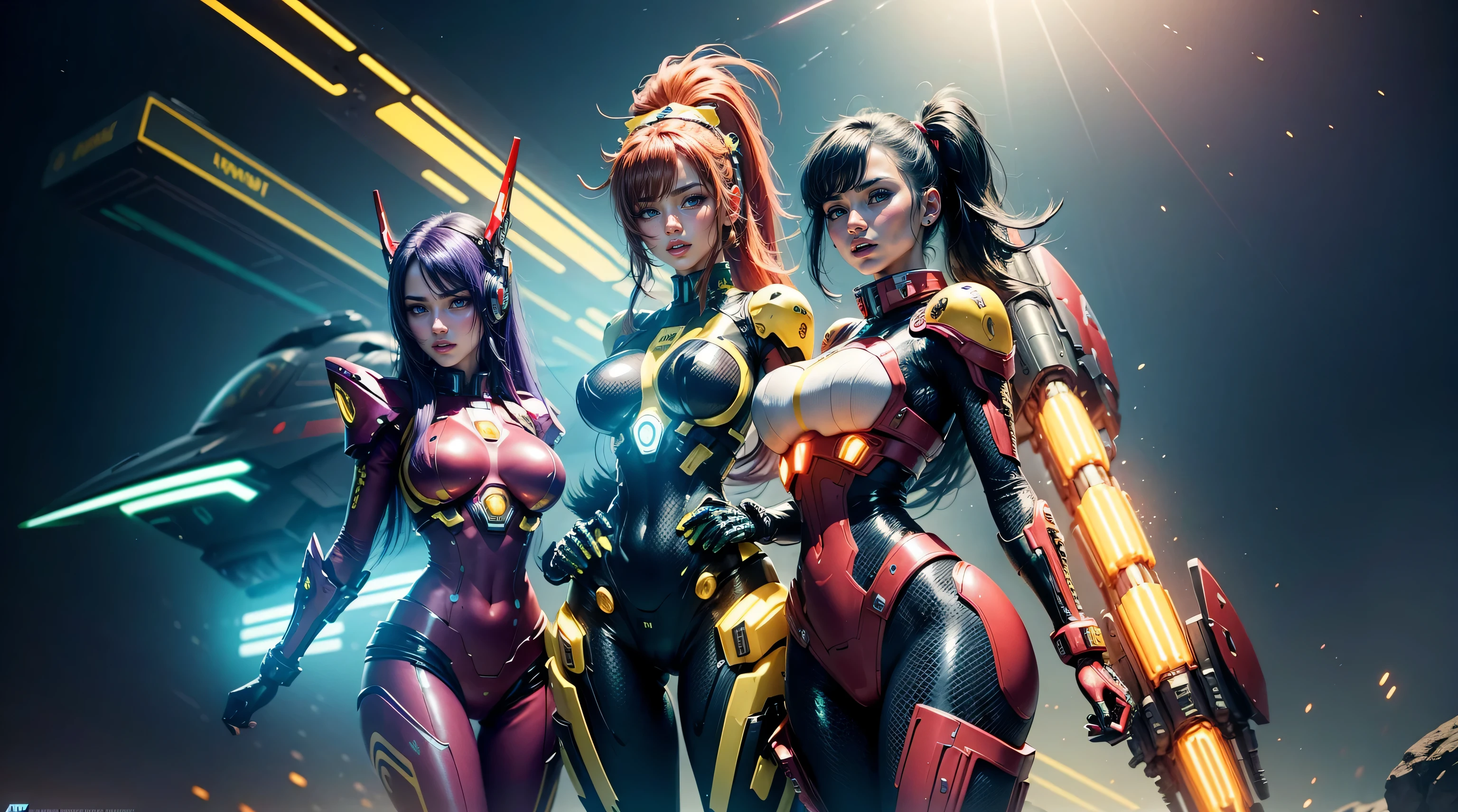 girls on Mars, amazons, body suit, futuristic space suit, boob window, bubble helmet