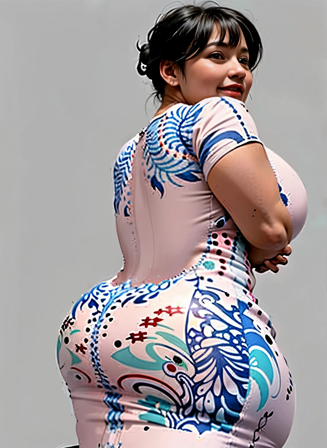 写真のためにポーズをとるSimple Dressesを着た女性の接写、demi rose portrait、gorgeous makeup、(smile:1.2)、(open your mouth:1.4)、(thick上唇:1.4)、(Super strong and huge breasts、Super strong super huge huge wide breasts 、Super strong super huge huge hips、Super strong super huge huge wide hips:1.5)、angela white, (Attractive models, curvy model, thickボディ, Sensual and exciting, thick, curved body, Sultry body with sexy belly, sensual body, beautiful thick woman, sexy body, sexy hot body:1.5), (Simple Dresses:1.5)、Simple Dressesでポーズをとる